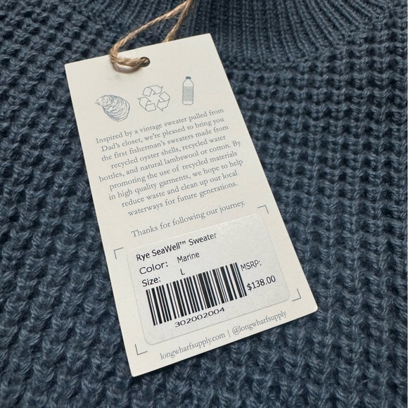 NWT LONG WARF SUPPL CO. Women's Bay Head SeaWell™ Crew Sweater size L in Marine - Picture 2 of 3